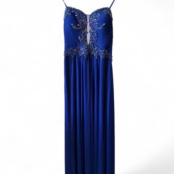 Gorgeous Y2K blue maxi formal dress with bedazzling - Picture 3 of 7